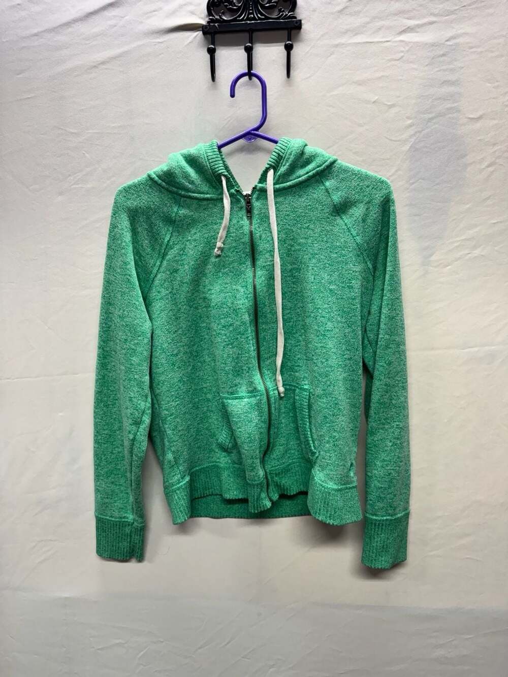 American Eagle Outfitters Green Marled Zip-Up Hoodie